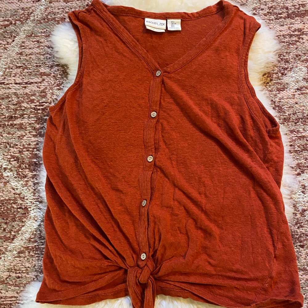 Rachel Zoe Rust Sleeveless Tie-Front Tank Top